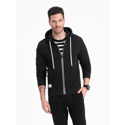 Ombre Men's BASIC unbuttoned hooded sweatshirt - black Cijene