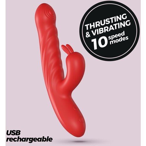 Crushious LAPIN THRUSTING RABBIT VIBRATOR RED Cene