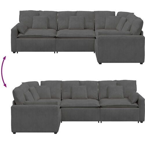  Modularna sofa s jastucima, korduro tkanina, tamno siva Slike