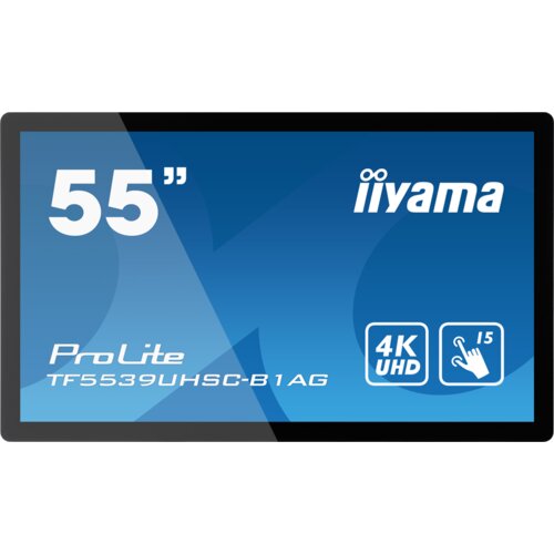 Iiyama LFD PROLITE TF5539UHSC-B1AG 24/7 TOUCH IPS Touch through-glass 3840 x 2160 @60Hz, 500 cd/m², 1100:1, 8ms capacitive Touch points 15, Touch accuracy	+- 3mm, VGA, HDMI, DP, RS-232c, Rj45, Speakers, landscape, portrait, face-up, VESA - TF5539UHSC-B1AG Cene