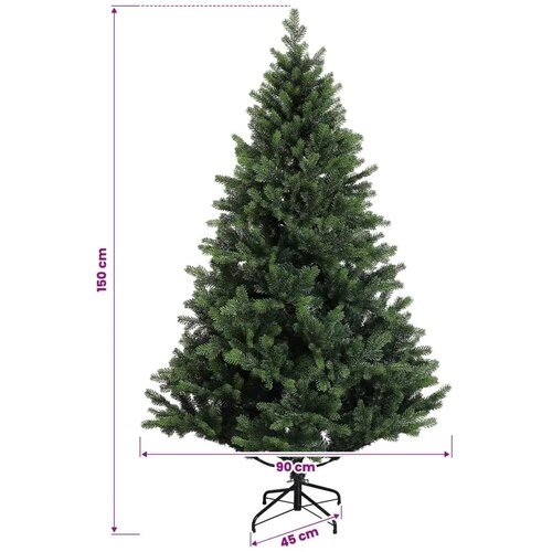  Umjetno božićno drvce s kuglicama 150 cm 150 LED lampica - Zelena 150 cm s LED-ima i srebrnim lopticama Slike