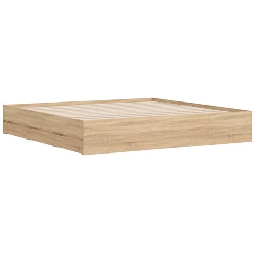  Okvir za krevet s ladicama boja hrasta 180x200 cm Smeđa 180 x 200 cm Slike