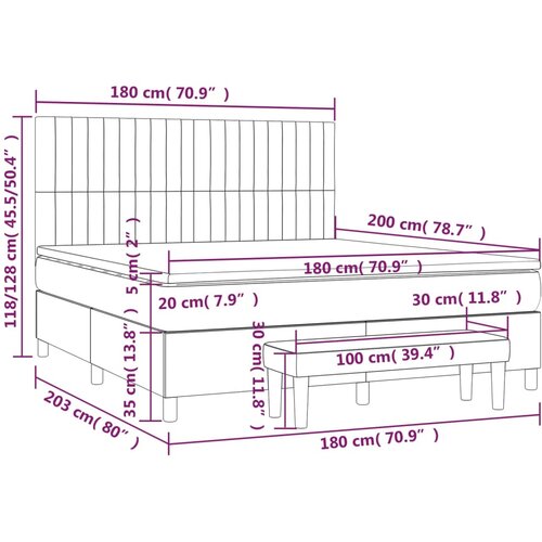  Krevet s oprugama i madracem krem 180x200 cm od tkanine Slike