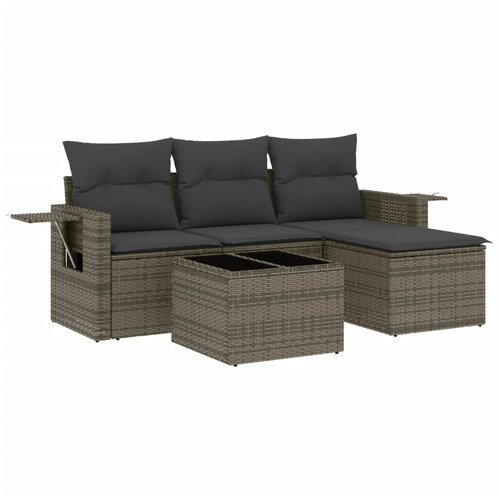vidaXL 4-dijelni set vrtnih sofa od poliratana s jastucima sivi Cijene