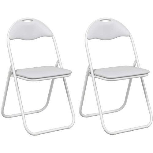  Sklopiva stolica 2 pcs Bijela i siva 48 x 43 5 x 81 cm - Bijeli 2 Slike