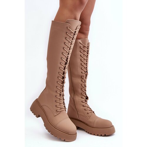 Kesi Lace-up insulated boots, dark beige, Bergdis Slike