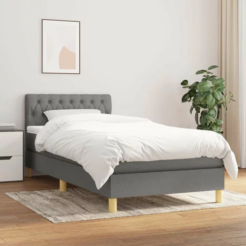  Box spring postelja z vzmetnico temno siva 100x200 cm blago, (20725096)