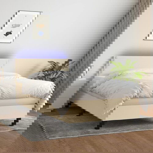 The Living Store Box spring postelja z vzmetnico LED krem 80x200 cm blago - Box Spring Postelja, (21518727) Slike