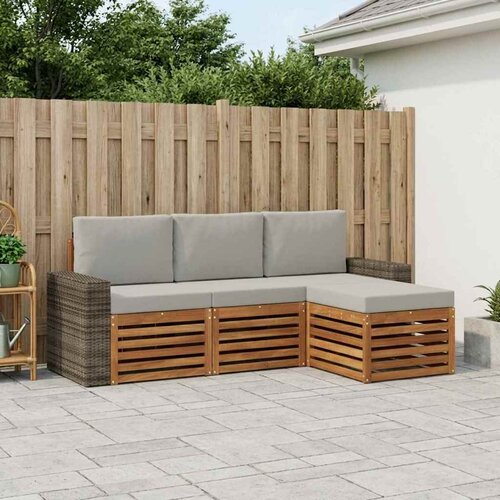 Set vanjskih sofa 4 kom. Prirodna i svjetlosiva Cene