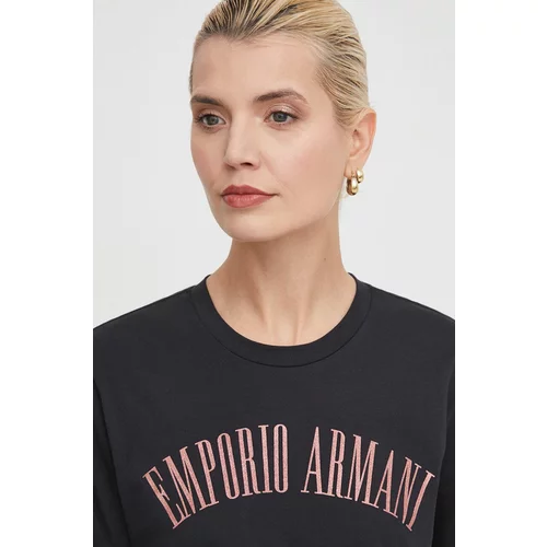Emporio Armani Bombažna kratka majica ženski, črna barva