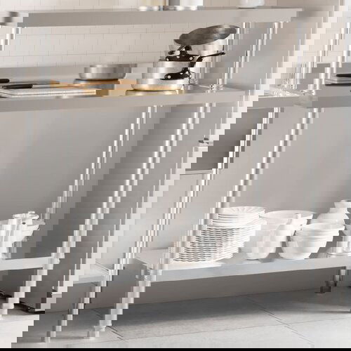 VidaXL Kuhinjski radni stol s policom 110x55x120 cm nehrđajući čelik Slike