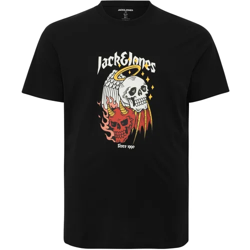 Jack & Jones Majica 'JORSEVEN SKULL' žuta / ciglasto crvena / crna / bijela