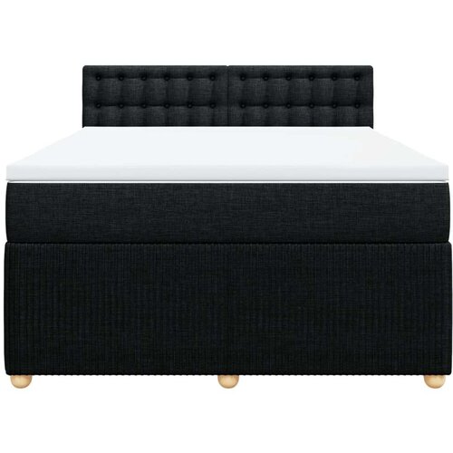 VidaXL Krevet s oprugama i madracem crni 140 x 190 cm od tkanine Slike