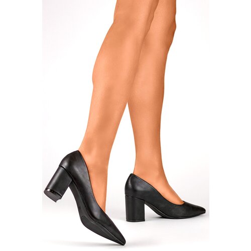 primohurt Black classic low-heeled pumps, women's shoes for the office Cene