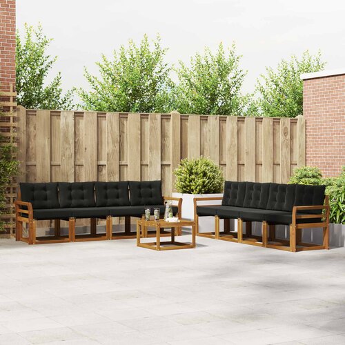  Set vanjskih sofa 9 kom. Prirodna i crna Cijene