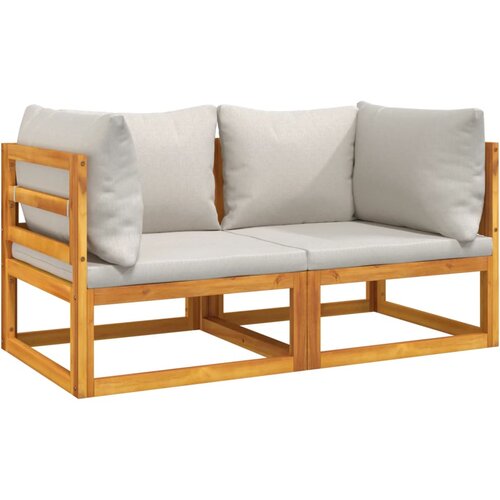 Maison Chic Segmentni kotni kavč - Sofa - Kanape 2 kos s sv. sivimi blazinami trdna akacija, (21727643) Cene