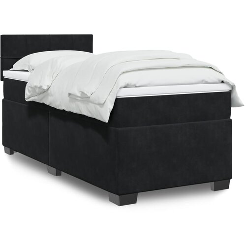 The Living Store Box spring postelja z vzmetnico črna 100x200 cm žamet - Box Spring Postelja, (21428273) Cene