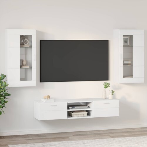  Set TV komoda FLORIN 3 pcs Visoki sjaj bijela Konstruirano drvo Slike