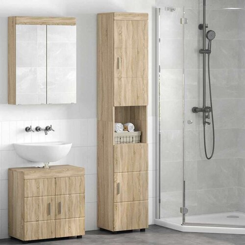 VidaXL Kupaonski ormar s pohranom sonoma hrast 37 x 31.5 x 203 cm Slike