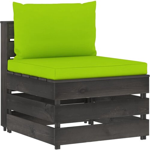  Modularna srednja sofa s jastucima od sivo impregniranog drva Zelena Slike