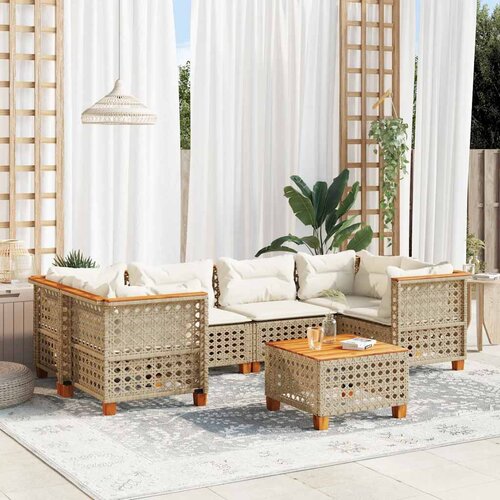  7-dijelni set vrtnih sofa od poliratana s jastucima bež 55 x 55 x 36 cm Cene