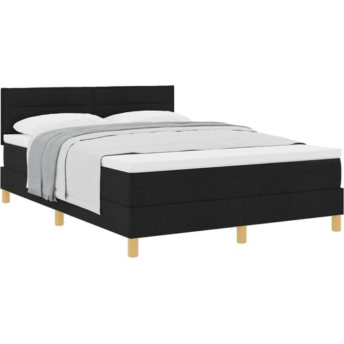 VidaXL Krevet s podlogom s madracem Crni 160x200 cm Tkanina Slike