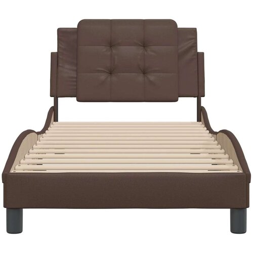 VidaXL okvir za krevet s uzglavljem smeđi 80 x 200 cm od umjetne kože Slike