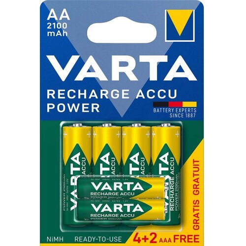 Varta 567R2USO set od 6 PUNJIVE NiMH baterije 4xAA 2100mAh + 2xAAA 800mAh, Ready2use, cena po 1 kom. Cene