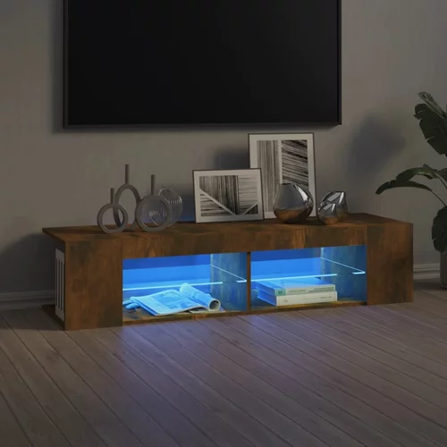 TV ormarić s LED svjetlima boja dimljenog hrasta 135x39x30 cm