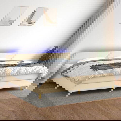 The Living Store Box spring postelja z vzmetnico LED krem 200x200 cm blago - Box Spring Postelja, (21517218) Slike