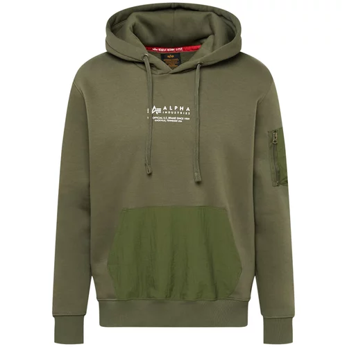 Alpha Industries Sweater majica zelena / maslinasta / prljavo bijela