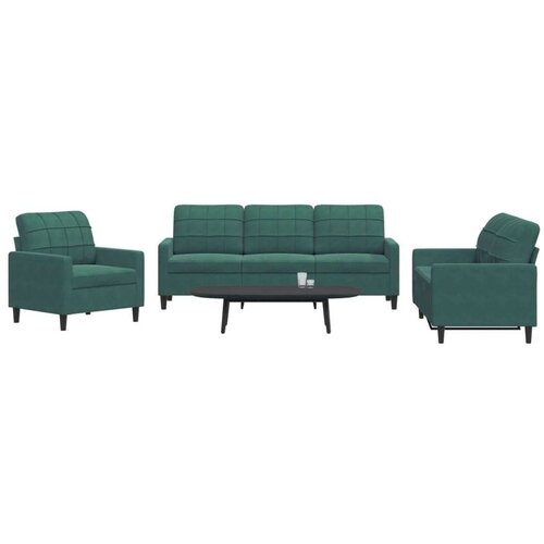  3-dijelni set sofa s jastucima tamnozeleni bar&scaron;unasti Cijene