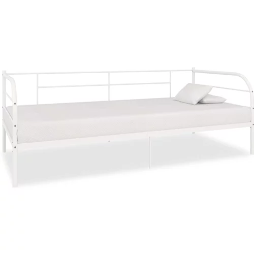  Posteljni okvir za dnevno posteljo bel kovinski 90x200 cm