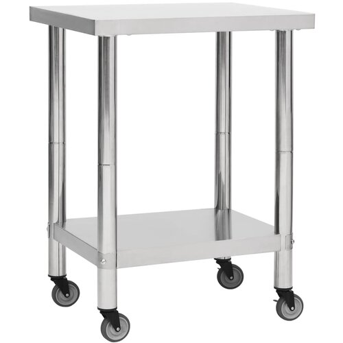 vidaXL Kuhinjska delovna miza s kolesi 80x30x85 cm nerjaveče jeklo Cene
