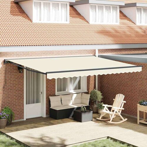 vidaXL Retraktilna tenda krema 450x300 cm blago - - Krem - 37.56 - 450x300 cm - 2025- Cene
