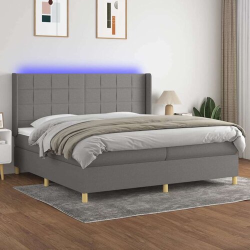  Box spring postelja z vzmetnico LED temno siva 200x200 cm blago, (20761164) Slike