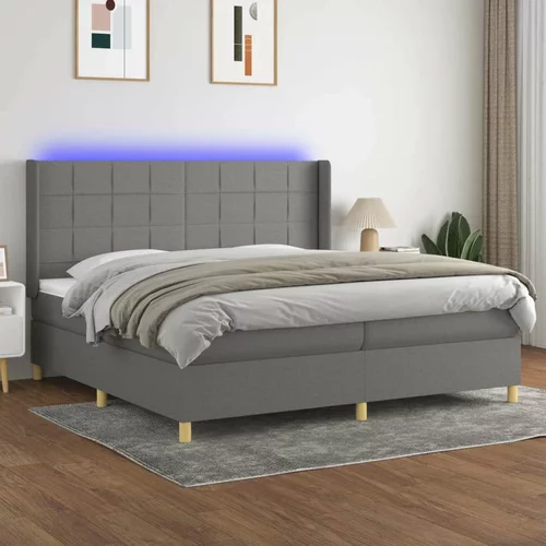  Box spring postelja z vzmetnico LED temno siva 200x200 cm blago, (20761164)