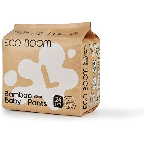 Eco boom Pelene gaćice za bebe biorazgradive L 9-14kg 24kom Cene