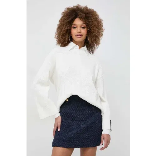 Armani_Exchange Bombažen pulover bela barva