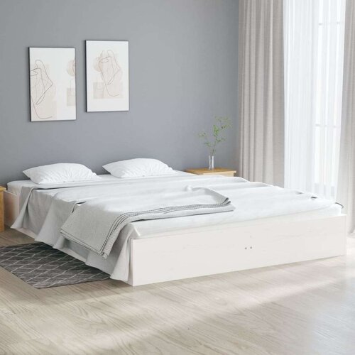  Za krevet od masivnog drva bijeli 135x190 cm 4FT6 bračni Slike