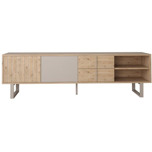Marckeric Siva/v naravni barvi TV omarica v hrastovem dekorju 180x51,5 cm Millay &amp;ndash; Slike