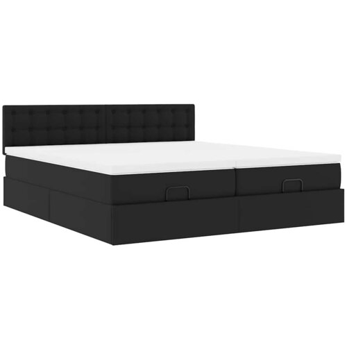 vidaXL Otomanski posteljni okvir z vzmetnicami črn 180x200cm um. usnje, (21611838) Cene