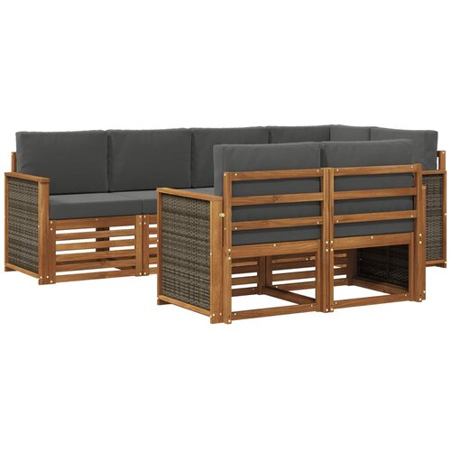 vidaXL Kotna sedežna garnitura z blazino 6 pcs Naravna in antracitna, (5000283547) Cene
