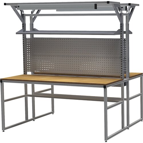 bedrunka hirth aluminijasta delovna miza s sistemsko nadgradnjo workalu®, dvostranska, 2 polici, 4 perforirane stene, 1 kabelski profil, 2 delovni sve Cene