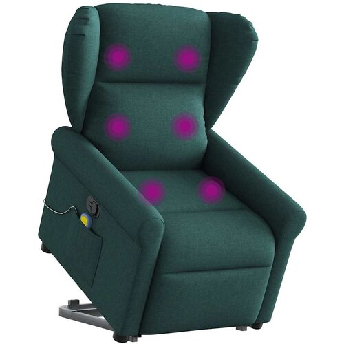 vidaXL Masažni naslonjač na podizanje od tkanine tamnozeleni Cijene