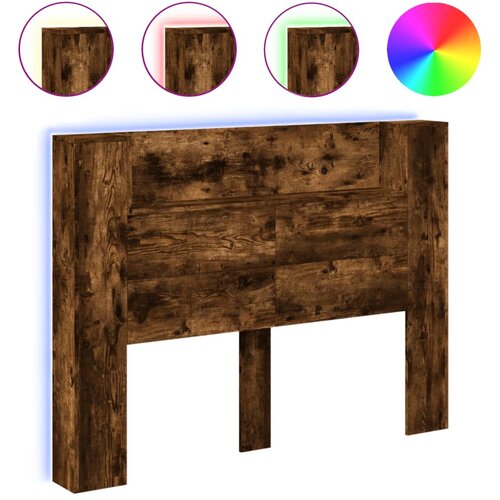 VidaXL Omarica za vzglavje postelje LED dim. hrast 140x16,5x103,5 cm, (21056728) Slike