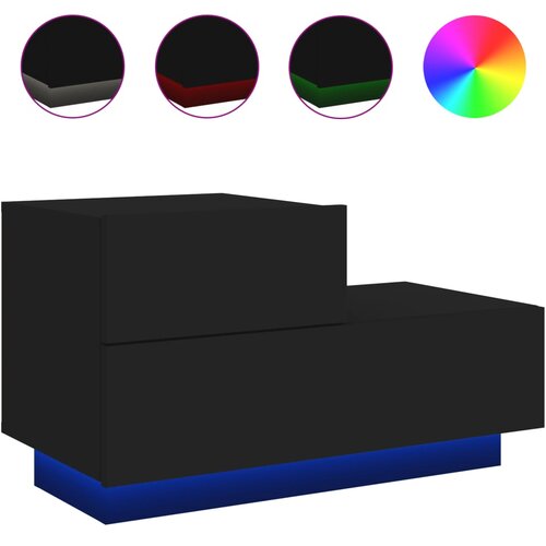 Maison Chic Nočna omarica - Nočna miza z LED lučkami črna 70x36x40,5 cm, (21689267) Slike