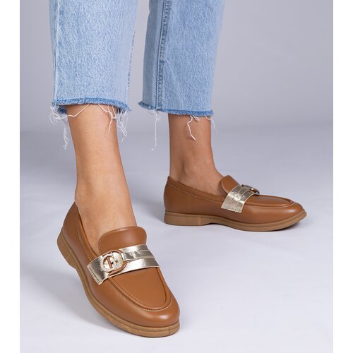 D/CEO marka niezdefiniowana Brown faux leather loafers with rhinestones Berita Slike