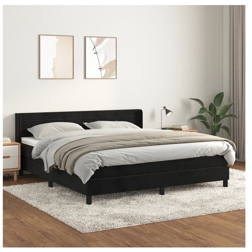 VidaXL Box spring postelja z vzmetnico črna 160x200 cm žamet Slike