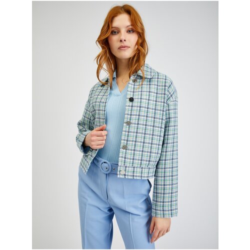 Orsay Light blue ladies plaid jacket - Ladies Slike